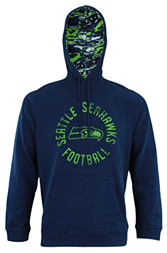 Zubaz NFL Men's Team Camo Lined Pullover Hoodie, Seattle Seahawks X-Large