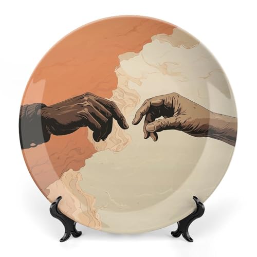 Plato decorativo de porcelana de hueso ideal para regalo de inauguración con manos estiradas 2
