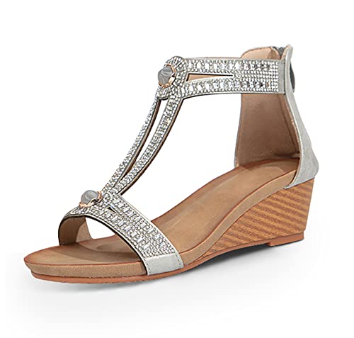 Image of FRALOSHA Wedge Sandals for Women Open Toe Casual Summer Roman High Heel Breathable Beach Sandals