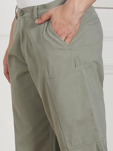 Image of Dennis Lingo Men Cotton Lycra Solid Stretchable Cargo Trousers