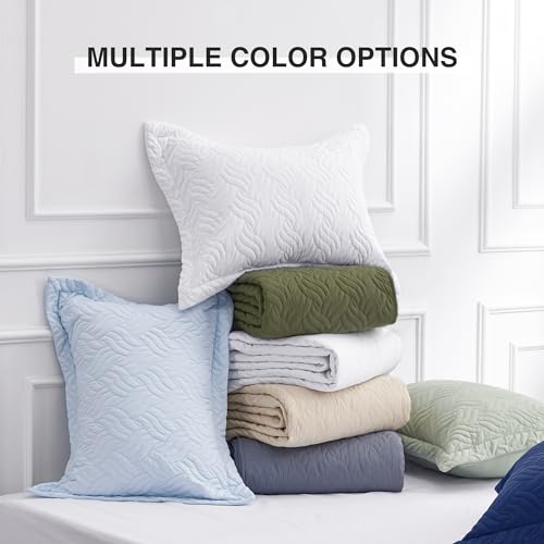 Love's cabin Twin Quilt Bedding Set Olive Green Bedspreads - Soft Bed Summer Lightweight Bedspread Comforter - Wave Pattern Bedding Coverlet for All Season - 2 Pieces (1 Quilt, 1 Pillow Sham)