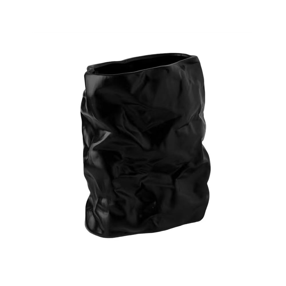Vase noir effet sac froissé idéal pour ornements de bureau chic