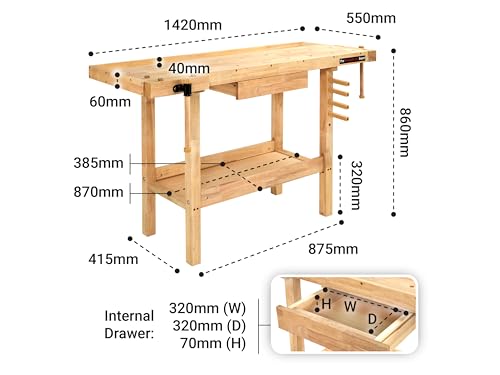 The Workplace Depot Wooden Workbench – Heavy-Duty Workstation with Rapid-Action Vices & Integrated Storage, Ideal for DIY, Carpentry & Professional Workshops 8 The Workplace Depot Wooden Workbench – Heavy-Duty Workstation with Rapid-Action Vices & Integrated Storage, Ideal for DIY, Carpentry & Professional Workshops - Image 8