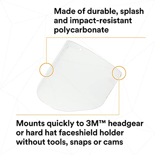 3M Clear Polycarbonate Faceshield Wp96, 82701-00000, Molded #TOP6