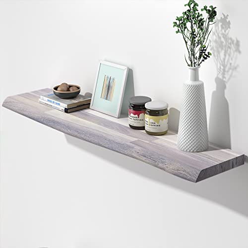 INTERBUILD Akazie wandregal Holz, 120cm, holzregal Wand, Bio-Weiß , Regal Wand für Schlafzimmer, Wohnzimmer, Badezimmer, Küche, Bürodekoration, bilderrahmen Cover