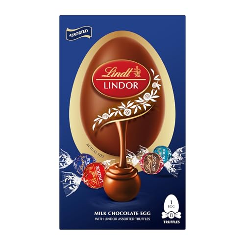 Lindt Lindor Blue Assorted Chocolate Easter Egg Large, 260g - Contains Assorted Milk Chocolate Truffles with a Smooth Melting Filling - Easter Gift