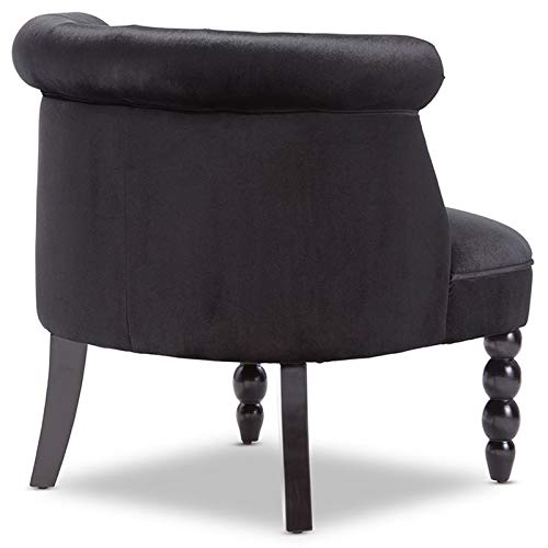 Baxton Studio Wholesale Interiors Flax Victorian Style Velvet Fabric Upholstered Vanity Accent Chair, Large, Black #TOP4