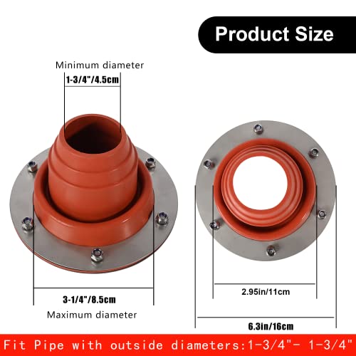 Tent Stove Jack Kit for Bell Tent, High Temperature Silicone Pipe Flashing Roof Flue Flashing Kit for Stove,Yurt, Frontier & Outbacker Stove, Compatible with Triple Wall Pipe Sections - Thumbnail 2