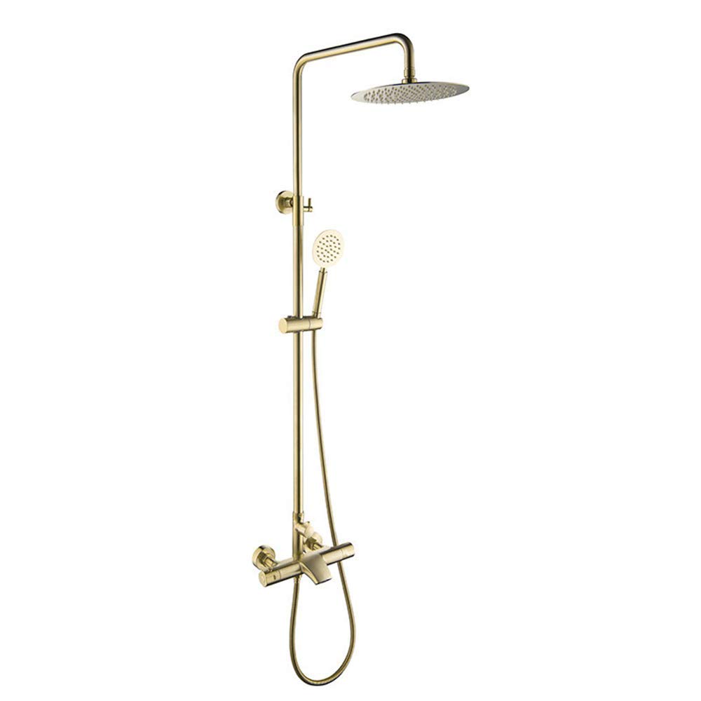 OZBMA Brushed Gold Wall-Mounted Rain Shower Set Bathtub Faucet & System Elegant Brass Bath Mixer for Luxurious Bathroom Experience