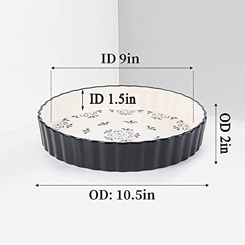 Original Heart Tart Pan 9 inch Pie Pan Ceramic Quiche Pan Deep Dish Tart Pans Fluted Quiche Baking Dish for Kitchen - Thumbnail 2