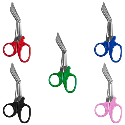 Utility Scissors EMT and Trauma Shears Titanium Bandage Shears Bent Stealth tuff Cut for Nursing Scissor Students Emergency Room First AID (5.5 Pink)