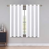 LUSHLEAF Blackout Curtains for Bedroom, Solid Thermal Insulated with Grommet Noise Reduction Window Drapes, Room Darkening Curtains for Living Room, 2 Panels, 52 x 63 inch Greyish White