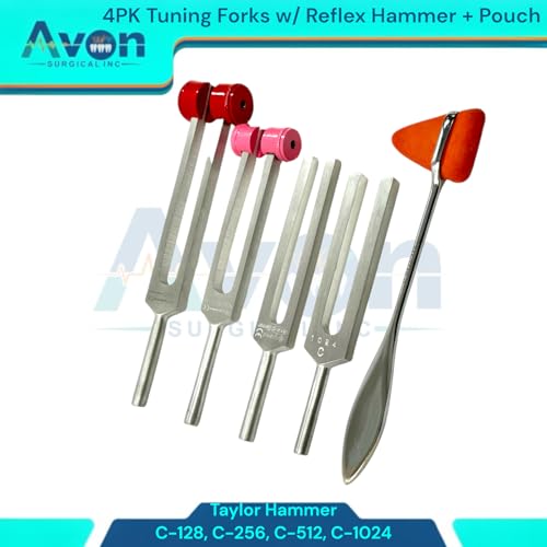 Taylor Percussion Reflex Hammer & Tuning Forks 128 Hz, 256 Hz, 512 Hz, 1024 Hz - Non-Magnetic Tuning Forks | Total of 4 Tuning Forks, 1 Hammer, 1 Storage Pouch Case - Thumbnail 2