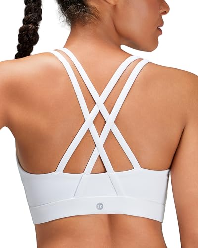 Sports Bras for Women, Criss-Cross Back Padded Medium Support Sports Bra Strappy Medium Impact Workout Yoga Bra