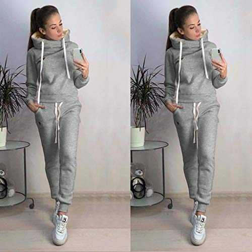 Aunimeifly Moletom feminino com capuz bolsos moletom esportivo jogger moletom manga longa loungewear