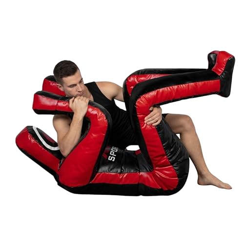 MMA Grappling Dummy 180 cm – Judo, Wrestling, BJJ, Selbstverteidigungstraining Dummy Vinylstoff Ungefüllter Boxsack für Submission- und Verteidigungsübungen (Red - Vinyl)