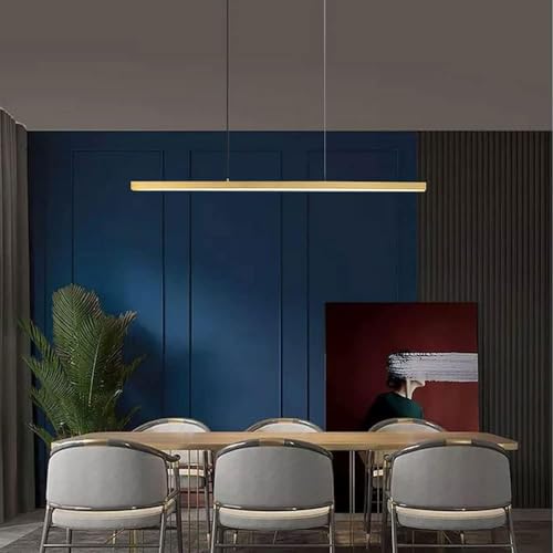 Lustre long strip LED dimmable pour illuminer la table à manger
