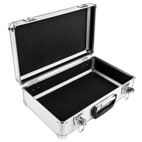 Queiting Lockable Flight Case Portable Aluminium Box Silver Carrying Case for Measurement Instruments Storage Toolbox (400 x 240 x 125 mm)