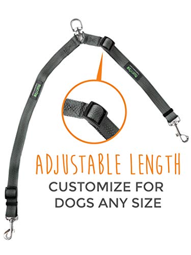 image for Mighty Paw Double Dog Leash, Two Dog Adjustable Length Dog Lead, Premi