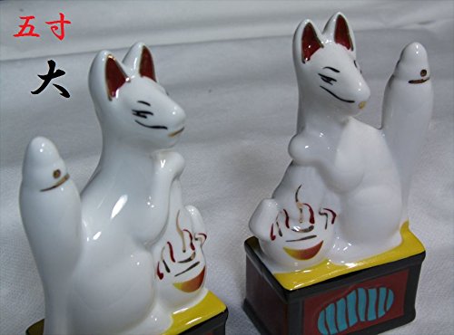 Amazon｜やまこう 神棚用□お稲荷 お狐様□一対 5寸サイズ 高さ15.5