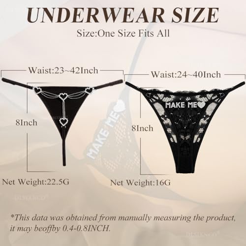 Image of Chain Thong Underwear for Women, Adjustable Rhinestone Panties
