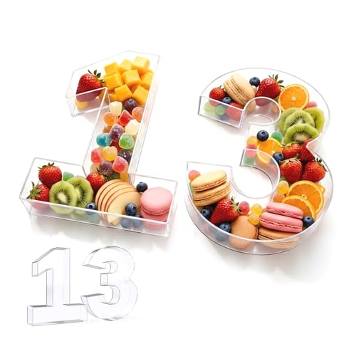 Image of Pooqla 10 inch Acrylic Number 13 Charcuterie Tray for 13th Birthday Decorations
