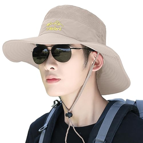 Image of Kraptick Headwear Hat - Lightweight Sun Hat with Foldable Boonie Cap Travellero Round Hat for Travel, UV Protection Summer Cap & Chin Strap with Adjustable Toggle for Secure Fit