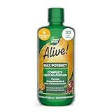 Nature’s Way Alive! Max Potency Complete Liquid Multivitamin, Liquid Vitamin Promotes Energy Metabolism, Heart & Muscle Function* with Vitamins A, B, C, D, Multivitamins for Women & Men, 30.4 Fl Oz