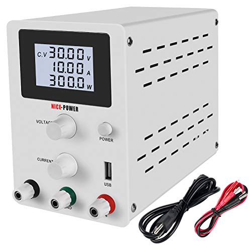 DC Power Supply Variable 30V 10A (Precision 00.01V?00.01A) 4Digital LED Display with USB Port Charge, Adjustable Regulated Switching Power Supply with Alligator Leads Power Cord
