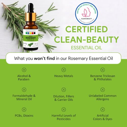 Image of Organix Mantra Rosemary Essential Oil for Hair, Skin & DIY - 100% Natural & Steam Distilled Oil - 10ML