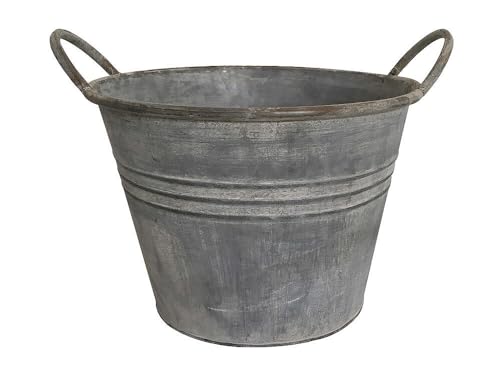 zeitzone Zinktopf Pflanztopf Zink Blumentopf Zinkeimer Rund mit...