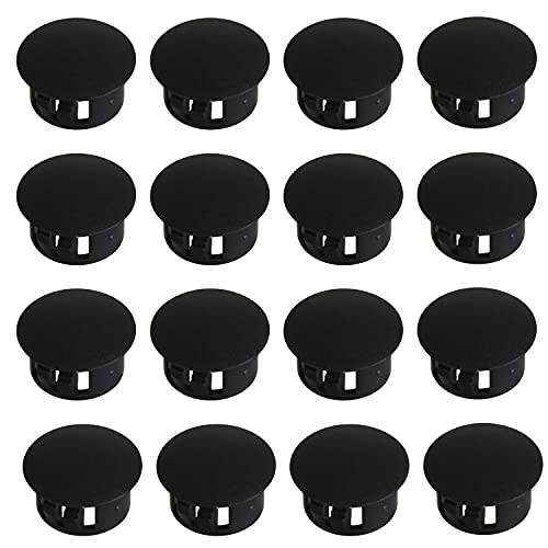Image of Heyiarbeit 100pcs Hole Plugs 5 /8 inch / 16mm Nylon Plastic Round Snap in Type Locking Hole Tube Furniture Fencing Post Pipe Insert End Caps Black Tone