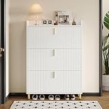 TIZZ Schuhschrank mit 3 Klappen, Schuhregal Schuhkipper Schmal, mit 6 Fächern...