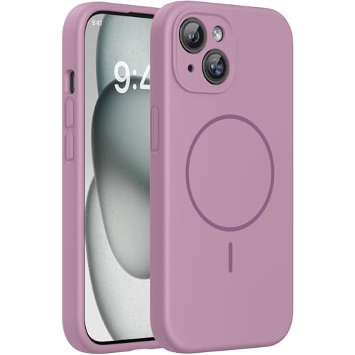Image of Miracase Magnetic for iPhone 15 Plus Case, [Soft Anti-Scratch Microfiber Lining], Compatible with MagSafe, Liquid Silicone Shockproof Drop Protection Phone Case for 15 Plus, Blackcurrant