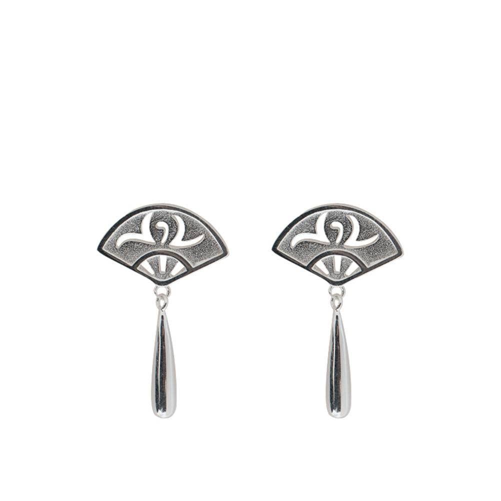 Boucles d'oreilles creuses éventail en argent S925 véritable artisanat - 8