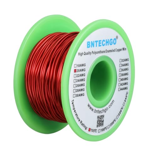 Image of BNTECHGO 20 AWG Magnet Wire 8 oz Red Enameled Copper Wire 0.0315 inch(0.80mm) | 20 Gauge Enameled Copper Coil Wire Widely Used For Transformers, Inductors, Speakers, Electromagnets, Educational Experiments