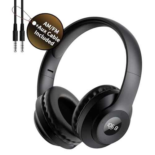 kamapulo X5 AM FM Radio Headphones Rechargeable, Personal Portable Radio Headset am/fm Digital Earmuff with Best Reception for Jogging, Mowing, Cycling, Meeting, Church