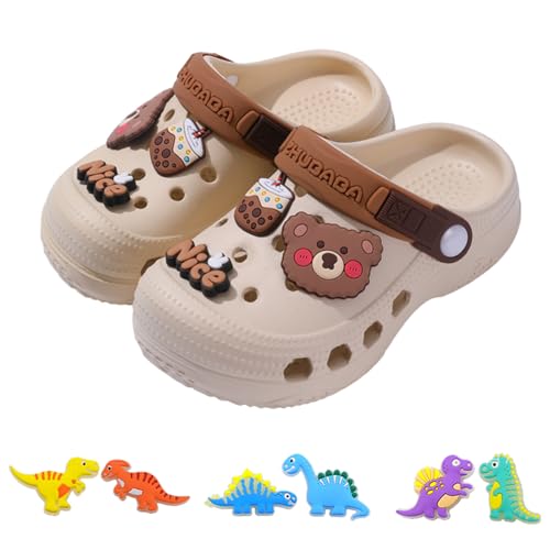 AioTio Clogs Enfants garçons Filles légères antidérapantes Respirantes Séchage Rapide pour intérieur Plage Piscine Jardin(Ours Kaki 22/23EU)