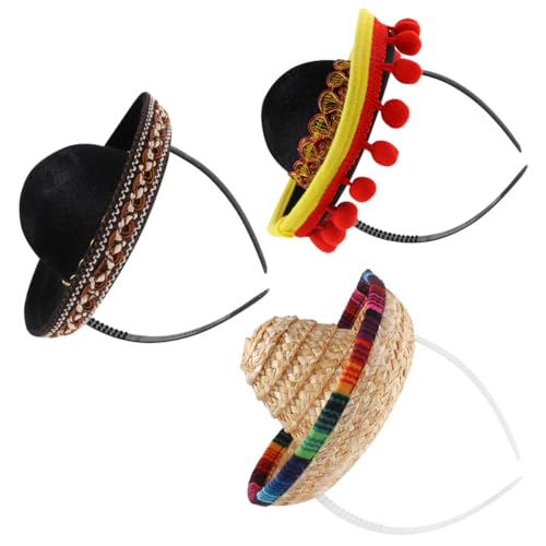 LRXIYODE - LRXIYODE 3 Stück Mexikanische Strohhüte Mini Sombreros im Folkloristischen Stil Leichte Langlebige Mexico Hüte für Festivals Sonnenschutz Partydekoration und Alltag Unisex Accessoire