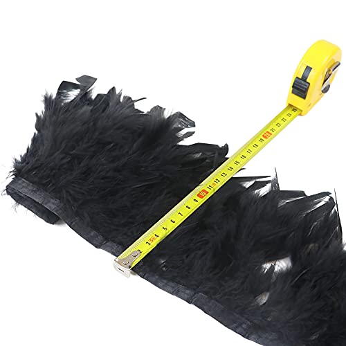 Fearafts Fluffy Turkey Feather Fringe Trim For Crafts Dress Making Wedding Home Decor Pack Of 2 Yards (Black) #TOP4