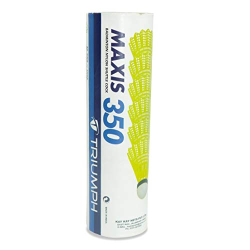 TRIUMPH Nylon Badminton Shuttlecocks, White Badminton Shuttlecock Pack of 6, Stable and Sturdy High Speed MAXIS-350i Badminton Shuttles, Training Shuttlecock for Indoor and Outdoor Sports 3 419SrPgb07L