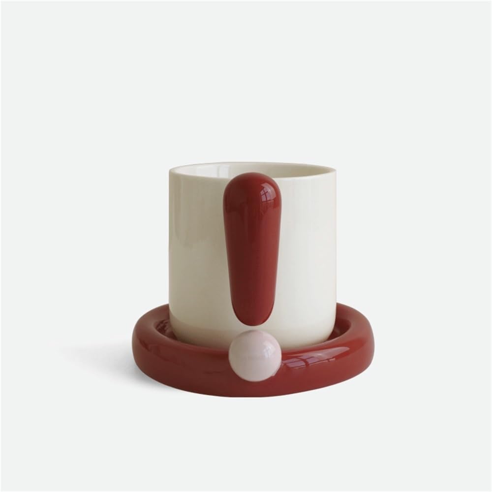 Kubki do kawy czerwony kubek i zestaw naczyń kubek, ceramiczna kawa o pojemności 1 pojemności 400 ml do domu lub najlepszego przyjaciela kubki do parowania
