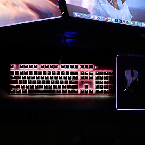 Clavier mécanique remplaçable à chaud Merdia bicolore rose et blanc à LED - 7
