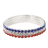 coadipress USA American Flag Bracelet for Women Rhinestone Crystal Red Blue White Bracelet Patriotic 4th of July Independence Day Decorations Gift (Unique)