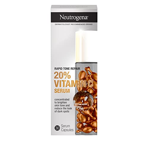 Neutrogena Rapid Tone Repair 20% Vitamin C Brightening Serum Capsules, Antioxidant Face Serum To Brighten Skin Tone & Reduce The Look Of Dark Spots, Non-Comedogenic, 30 Serum Capsules #TOP5