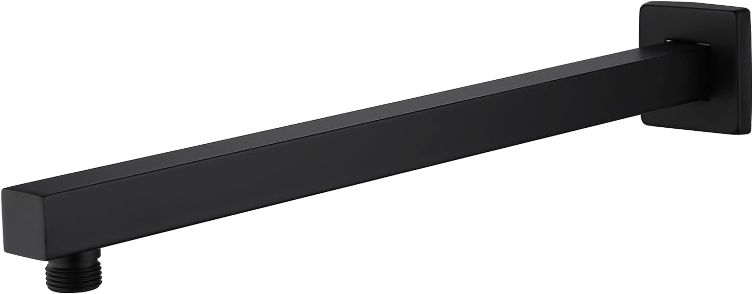 KES Shower Head Extension Extender 16-Inch Shower Arm with Flange Stainless Steel Matte Black, PSAN4-BK
