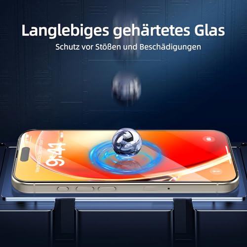 NEW'C Schutzfolie für iPhone 15 Pro Max für Panzerglas mit Montagehilfe – Ansicht 8