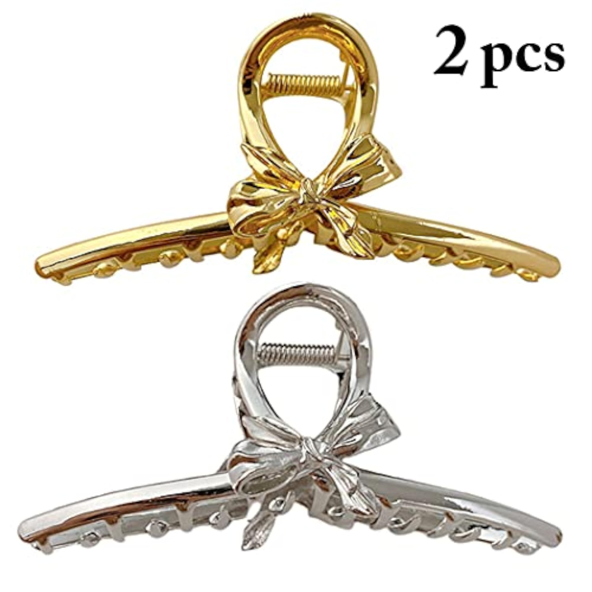 2pcs Large Interlocking Teeth Hair Claw Clips, Korean Style