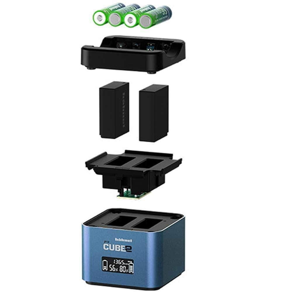 Hähnel - ProCube 2 - Duo-ładowarka DSLR - do Panasonic - wtyczka EU/UK/USA - ładowarka do baterii DMW-BLC12, BLF19 i BLK22 - wbudowane porty ładowania USB i gniazda AA