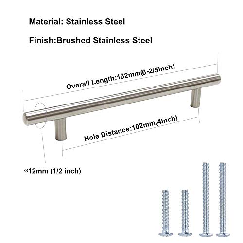 Homdiy Brushed Nickel Cabinet Handles Drawer Pulls - Hd201Sn Cabinet Pulls 4In Hole Centers Cabinet Hardware 5Pack Cabinet Door Handles For Kitchen Cabinets #TOP1